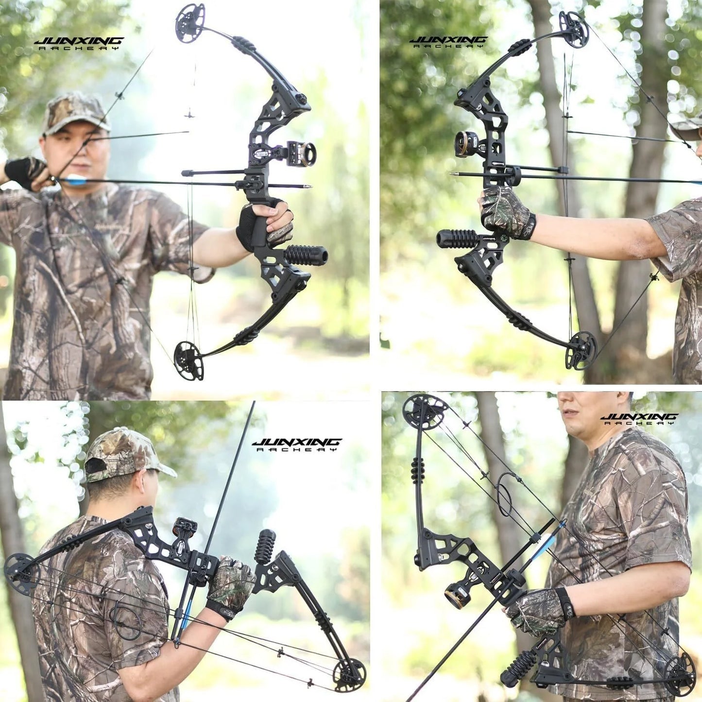 Adjustable Compound Bow Arrow Set with Spine 500 Carbon Arrows 20-70lbs 320FPS High-Strength Alloy Handle RH/LH