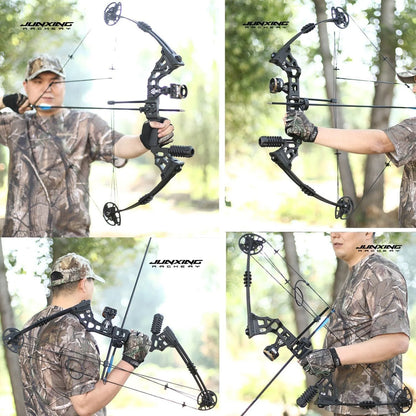 Adjustable Compound Bow Arrow Set with Spine 500 Carbon Arrows 20-70lbs 320FPS High-Strength Alloy Handle RH/LH