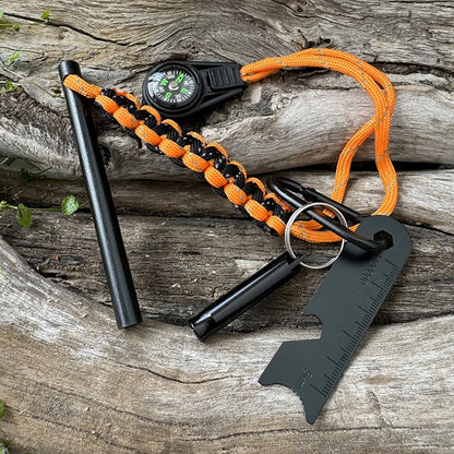 Bear Grylls Survival Fire Starter Magnesium Flint Rod, Portable Emergency Firesteel Kit Compass Whistle for Camping Hiking Tool