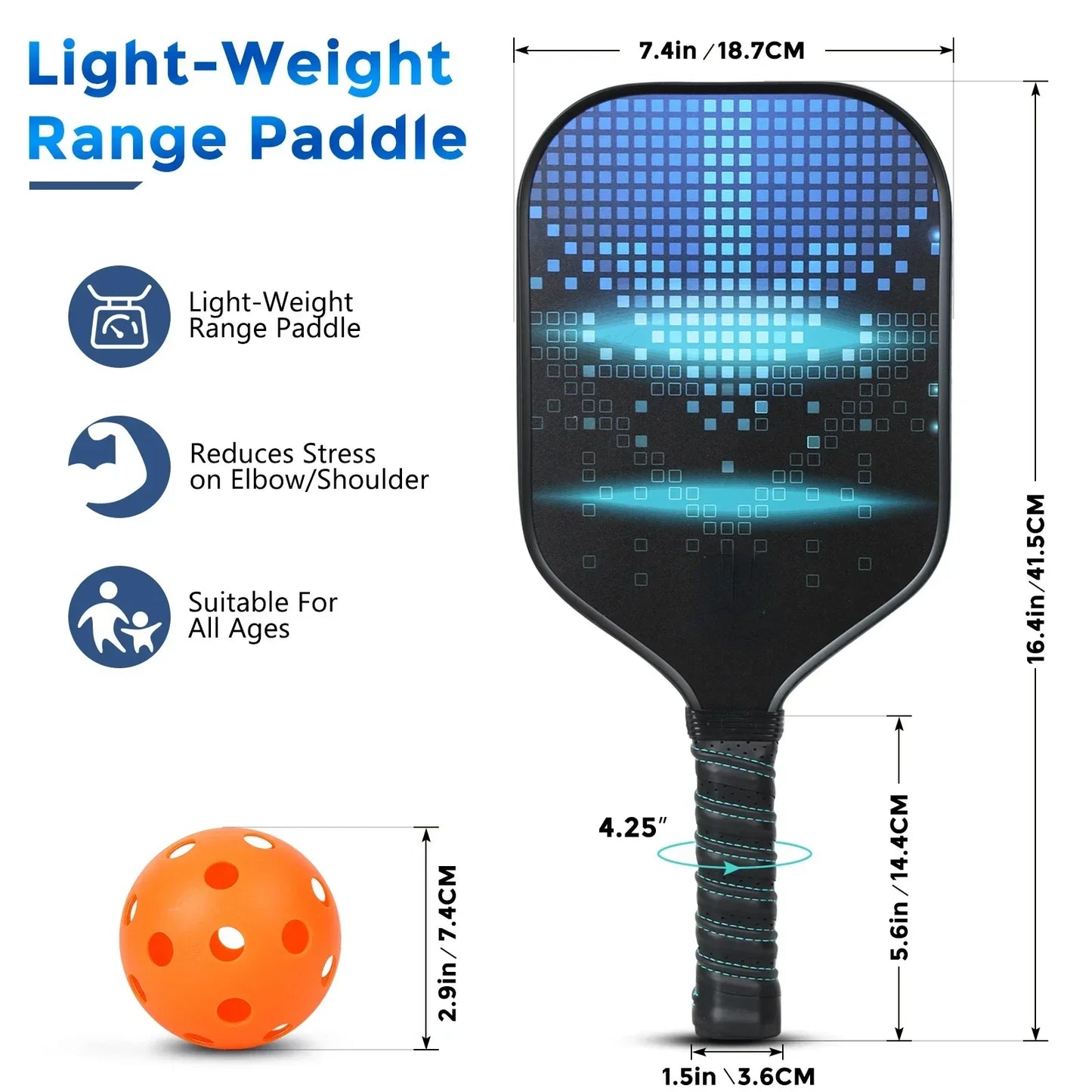 Pickleball Paddles Set Rackets Portable Racket Cover Carrying Bag Gift Kit USAPA Approved, Honeycomb Core 4 Balls
