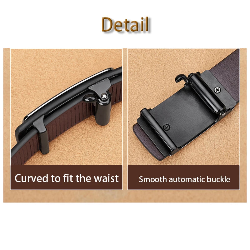 Men's Leather Belt Fashion Automatic Buckle Cowskin Plus Size