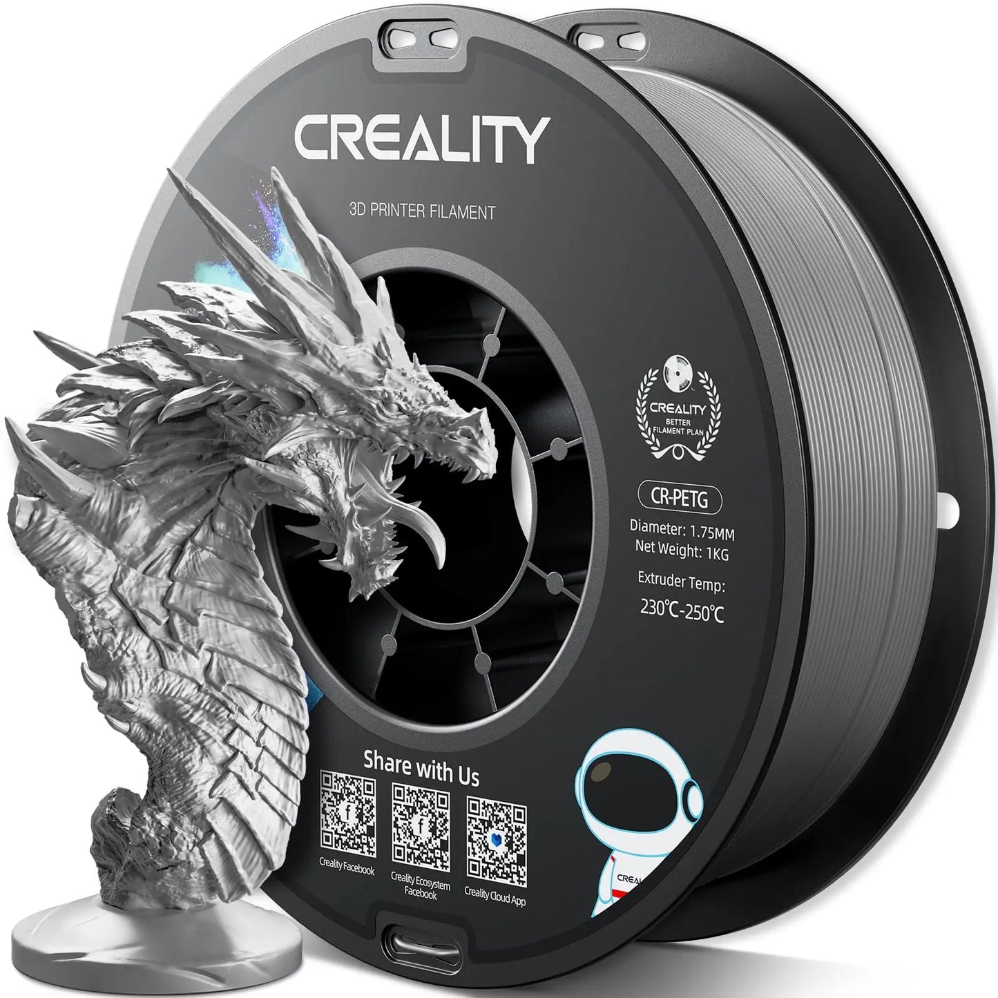 CREALITY PETG Filament 1.75mm 3D Printer Filament 1kg  Neatly Wound Spool