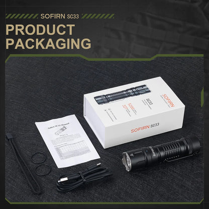 LED Tactical Flashlight XHP70.3 HI  5200lm Powerful 21700 Type C Rechargeable