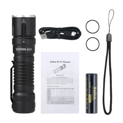 LED Tactical Flashlight XHP70.3 HI  5200lm Powerful 21700 Type C Rechargeable