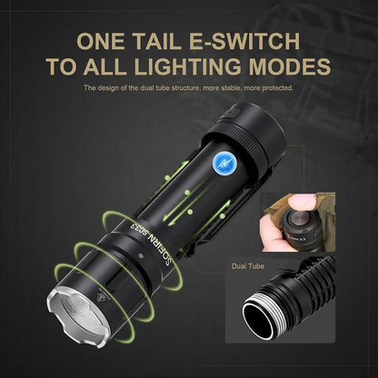 LED Tactical Flashlight XHP70.3 HI  5200lm Powerful 21700 Type C Rechargeable