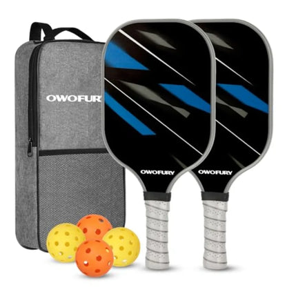 Fiberglass Pickleball Paddles Set of 2, Pickle Ball Racket Lightweight Honeycomb Core Control Paddle, with 4 Indoor Outdoor Bal