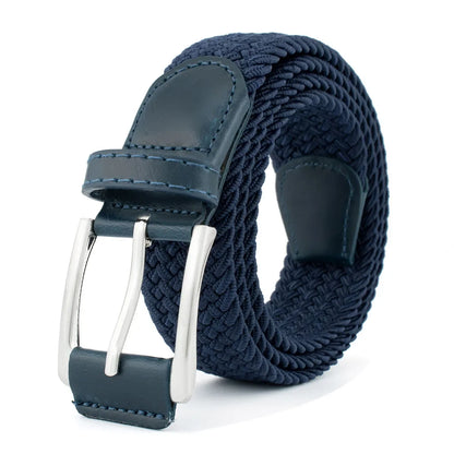 Stretch Woven Breathable Alloy Pin Buckle Belt for Men Women