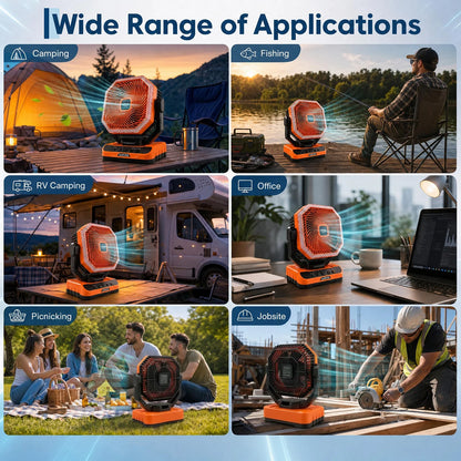 Portable Camping Fan 40000mAh Rechargeable Battery Powered Fan With Remote Timer LED Light 5 Speeds