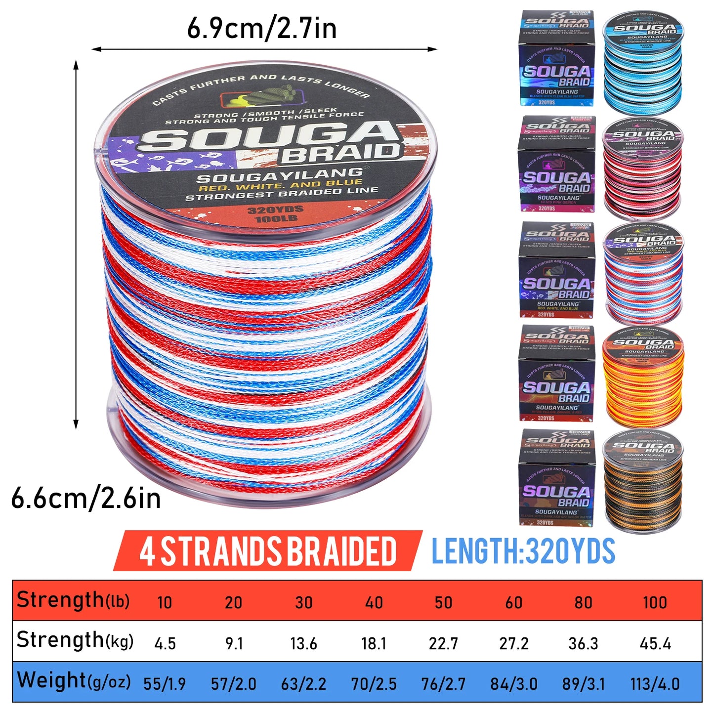 4 Strand Braided Fishing Line 300M Multifilament  Braided Wire Fishing