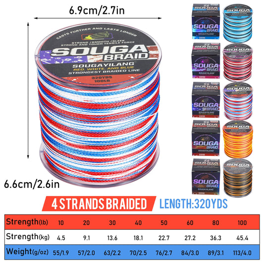 4 Strand Braided Fishing Line 300M Multifilament  Braided Wire Fishing