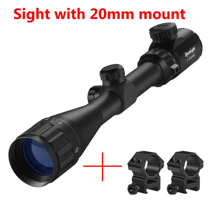 4-16x40 AO Tactical Scope Red Green Illuminated Hunting Sight with Mounts for 20mm Rail Long Range Scopes