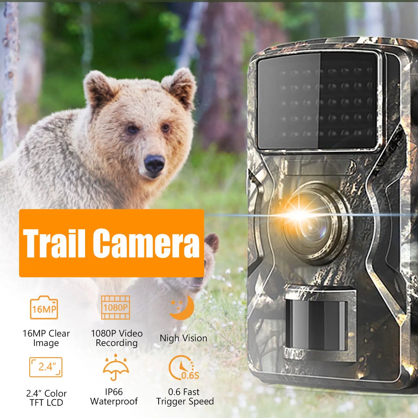 New 1080P LCD 16MP Hunting Trail Camera InfraredNight VisionWaterproof Motion Activated