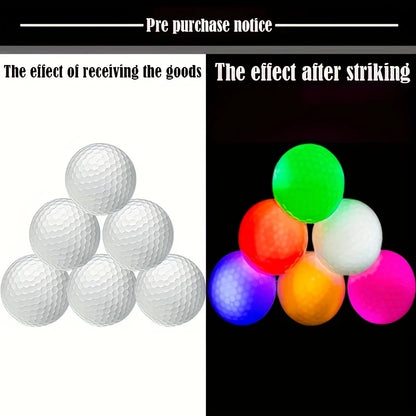 Luminous Golf Balls Set - 6/12/18 Piece Illuminated Night Golf Balls Six Colors Randomly Available for Enhanced Visibility