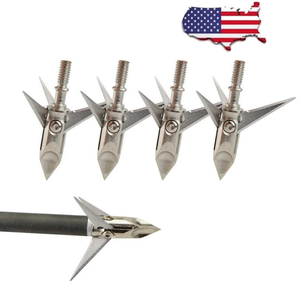 Stainless Steel Broadheads 12pcs 3 Blades 100 Grain Screw-in Arrow Tips