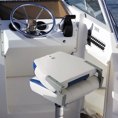 2 Pack Folding Boat Seats Low Back, Fishing Boat Seat with Thickened Sponge Padding, Weather-Resistant Captain Chairs
