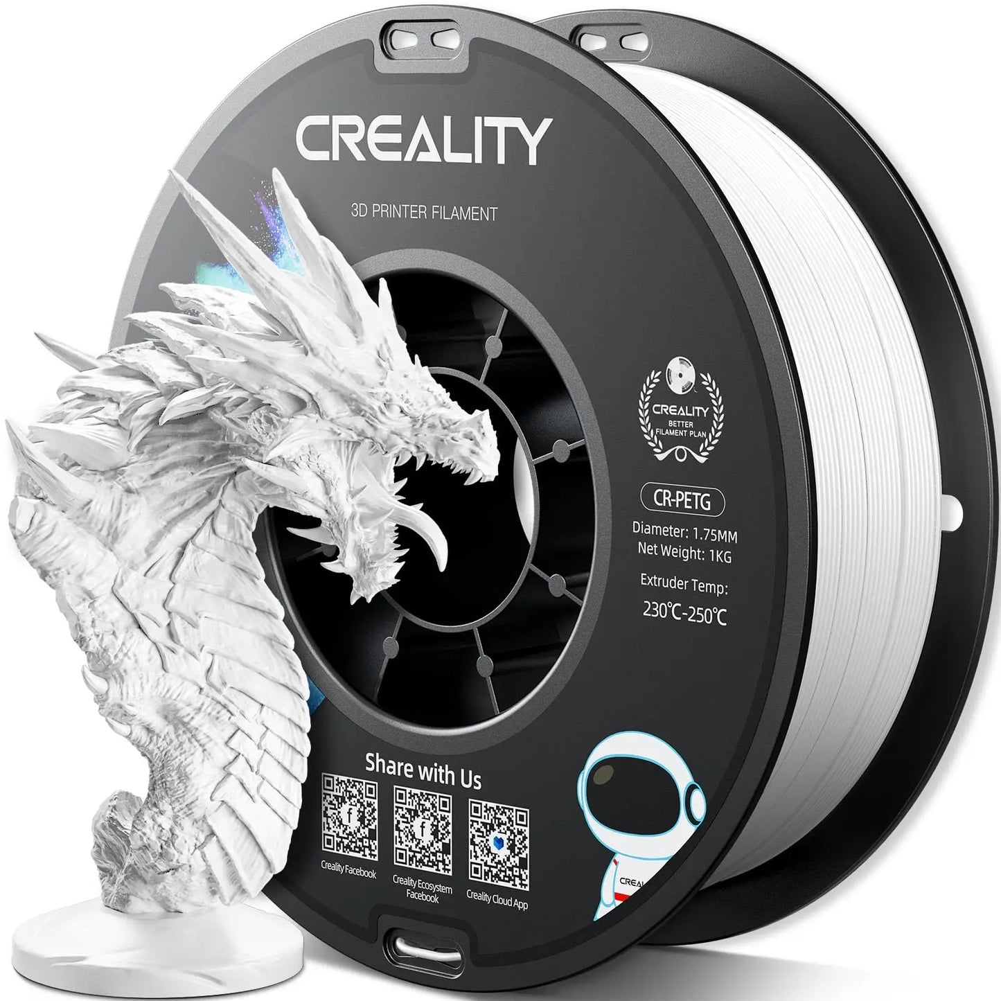 CREALITY PETG Filament 1.75mm 3D Printer Filament 1kg  Neatly Wound Spool