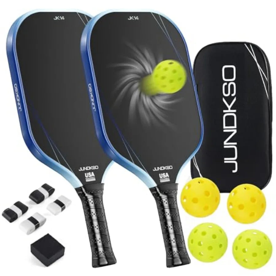 Pickleball Paddles Set of 2 - Carbon Fiber Pickle Ball Paddle Composite - USAPA Approved Pro Pickle Racket -14mm Lightweight Ho