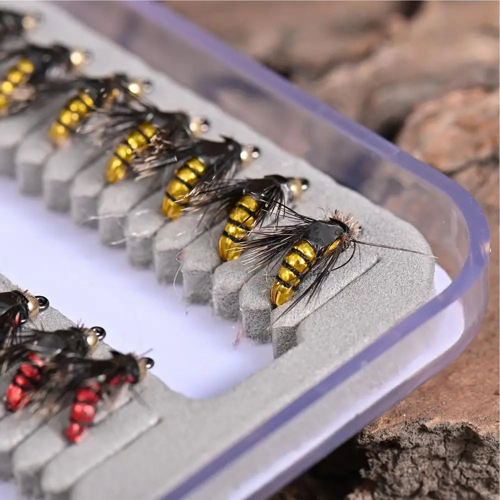 Fly Fishing Lure Kit 50X Artificial Fishing Baits With Storage Box Portable Fly Hook For Bass Trout Walleye Casual Activity Gear