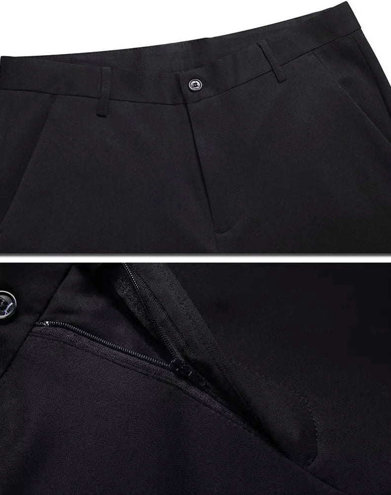 Male Pants Stretch Black Smart Casual Men's Trousers  Quick Dry