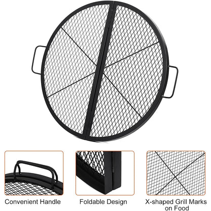 Foldable Fire Pit Cooking Grill Grate,