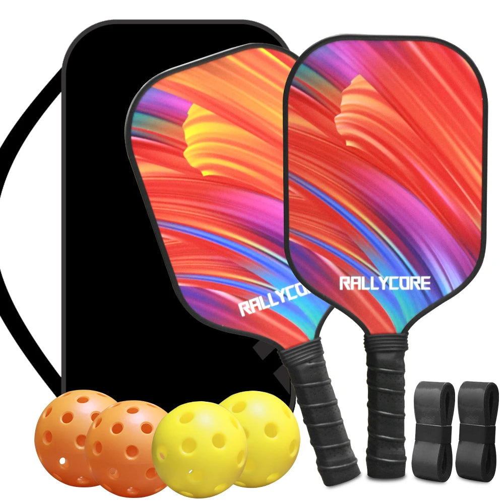 Fiberglass Pickleball Set of 2, Great Power & Control, Complete Kit with 4 Balls and Bag