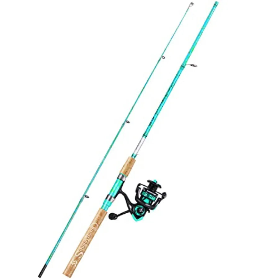 Fishing Rod and Reel Combo, 2-Piece 5-Foot 6-Inch Graphite and Fiberglass Rod, Durable and Strong, Quickset Anti-Reverse Fishin