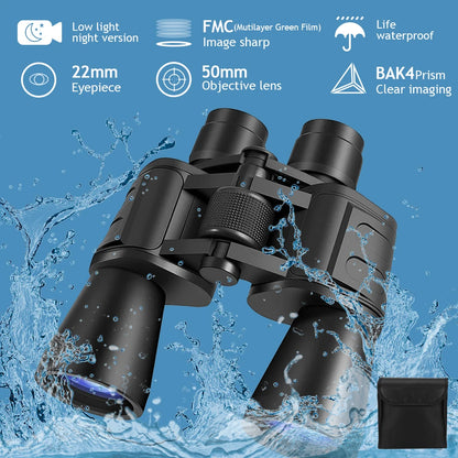 180x100 Zoom  Professional HD BAK4-Prism Powerful Binoculars Day Night Vision Long Range Outdoor Waterproof