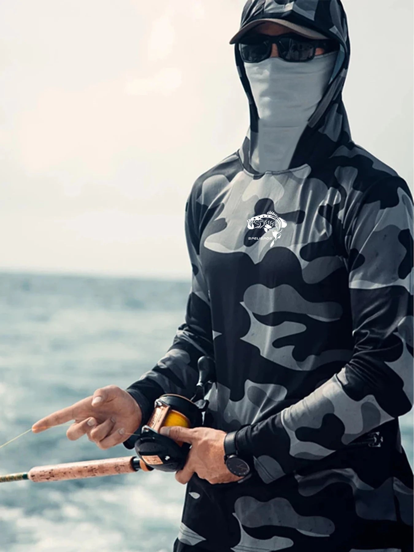 Fishing Hoodie  Shirt Men Long Sleeve Sun Protection Fish Gear