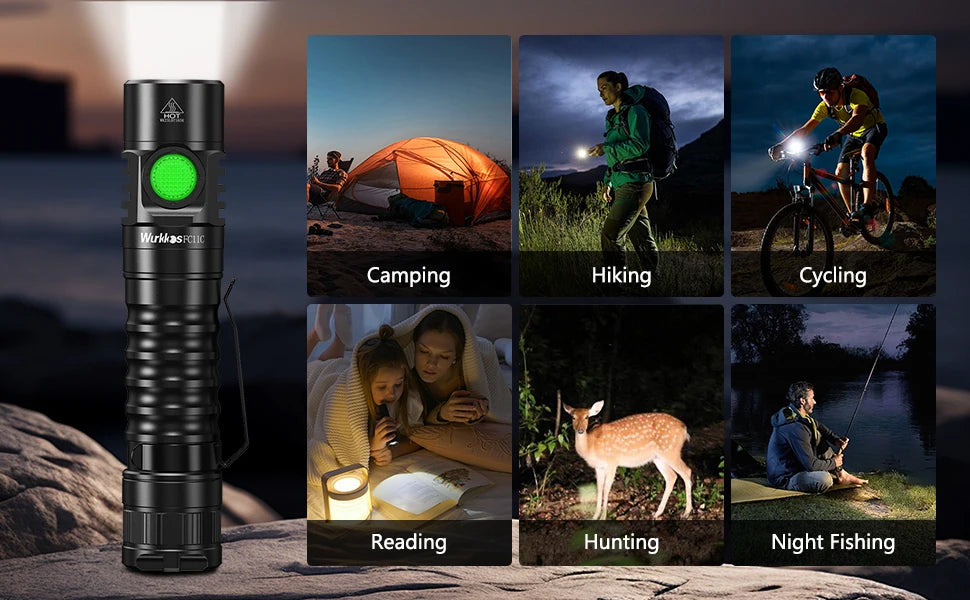 A USB-C Rechargeable  Flashlight Max Output 1200 LM IP68 Waterproof Magnetic