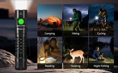 A USB-C Rechargeable  Flashlight Max Output 1200 LM IP68 Waterproof Magnetic