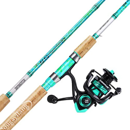 Fishing Rod and Reel Combo, 2-Piece 5-Foot 6-Inch Graphite and Fiberglass Rod, Durable and Strong, Quickset Anti-Reverse Fishin