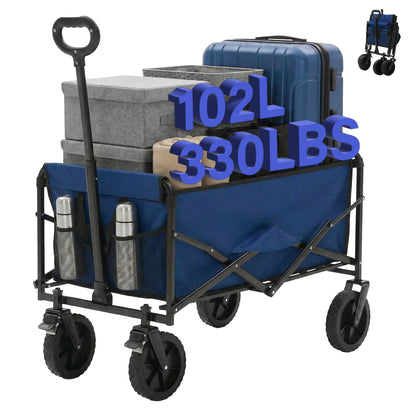 102L Heavy Duty Collapsible Wagon Cart Utility Folding Wagon with Wheels 330 lbs Weight Capacity
