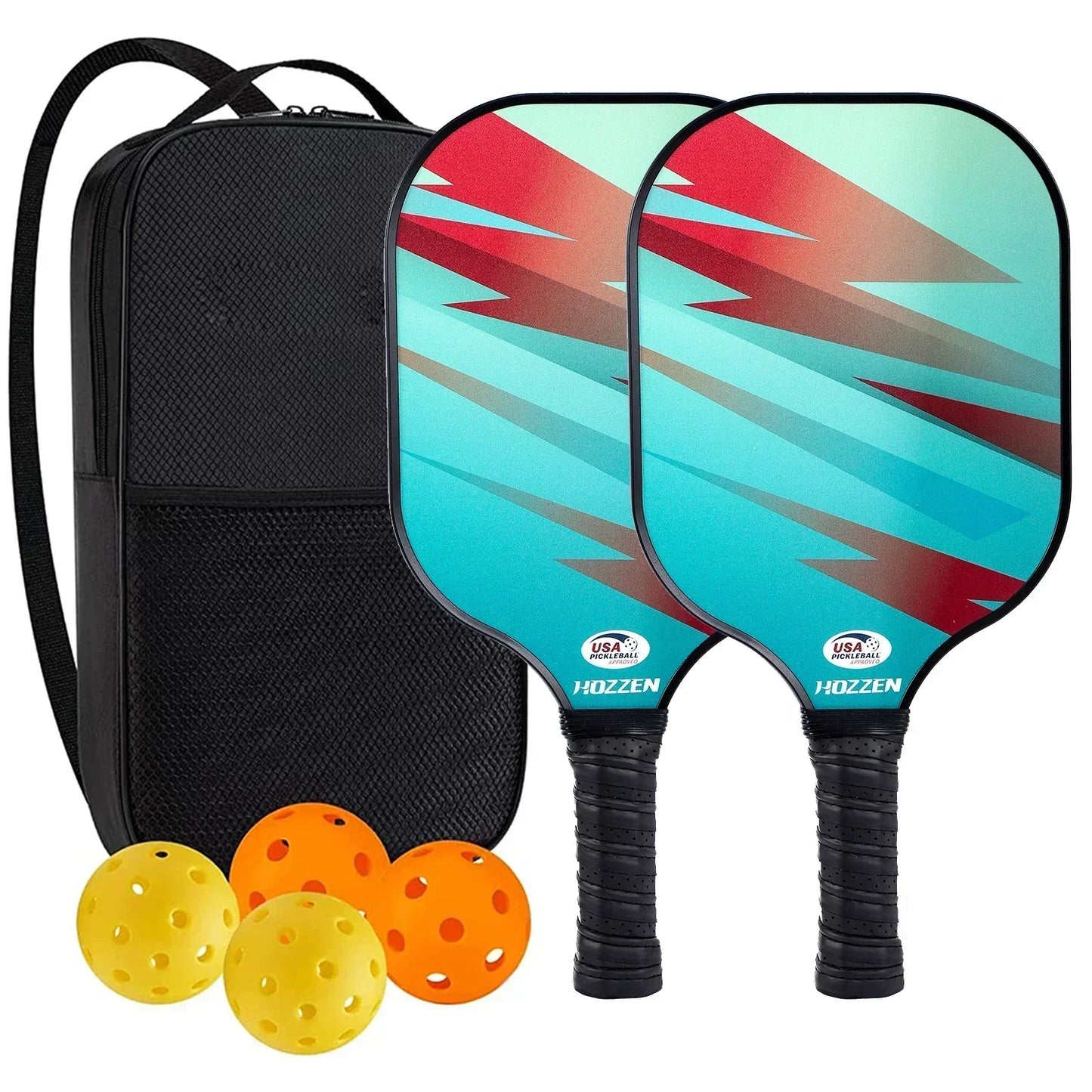 Pickleball Paddles Set Rackets Portable Racket Cover Carrying Bag Gift Kit USAPA Approved, Honeycomb Core 4 Balls