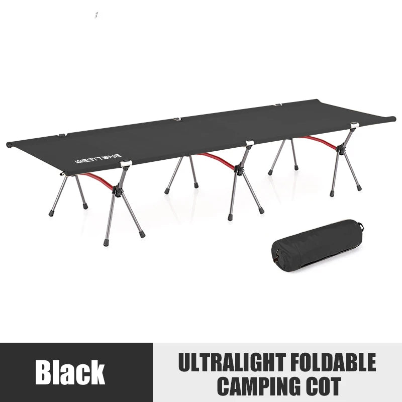 WESTTUNE Camping Cot with Leg Extenders Portable Folding Bed Ultralight