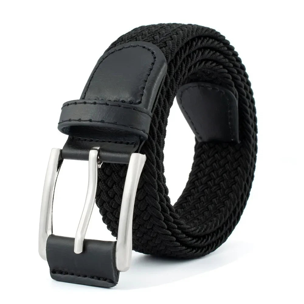 Stretch Woven Breathable Alloy Pin Buckle Belt for Men Women