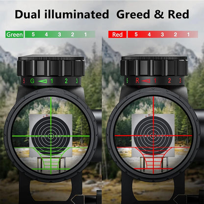 4-16x40 AO Tactical Scope Red Green Illuminated Hunting Sight with Mounts for 20mm Rail Long Range Scopes