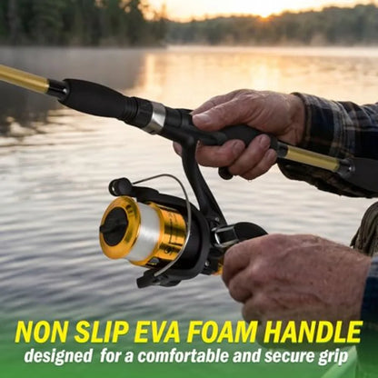 Fiberglass Fishing Pole - Strike Series 78-Inch Collapsible Rod and Spinning Reel Combo, EVA Handle, Pre-Spooled Reel, Fishing