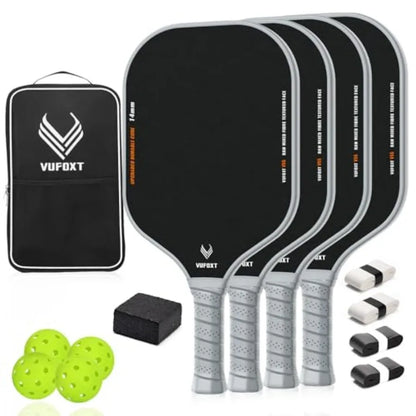 Pickleball Paddles Set of 2/4, USAPA Approved Carbon Fiber Surface Pickle Ball Set - 14mm PP Honeycomb Core of Lightweight Pick