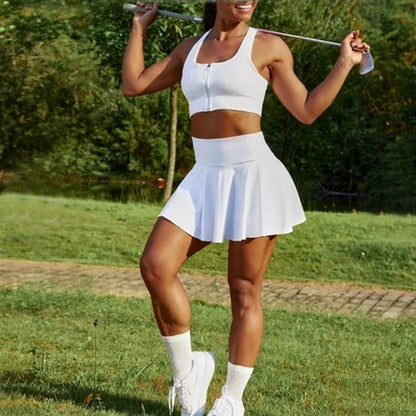 Summer Women Pleated Skirt Golf High Waisted Quick Dry Athletic