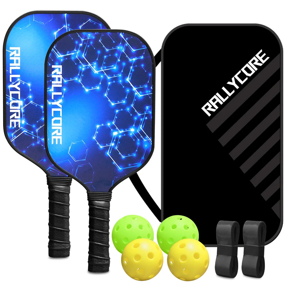 Pickleball 2 Players  Premium Honeycomb Core Paddles l, Includes 4 Balls