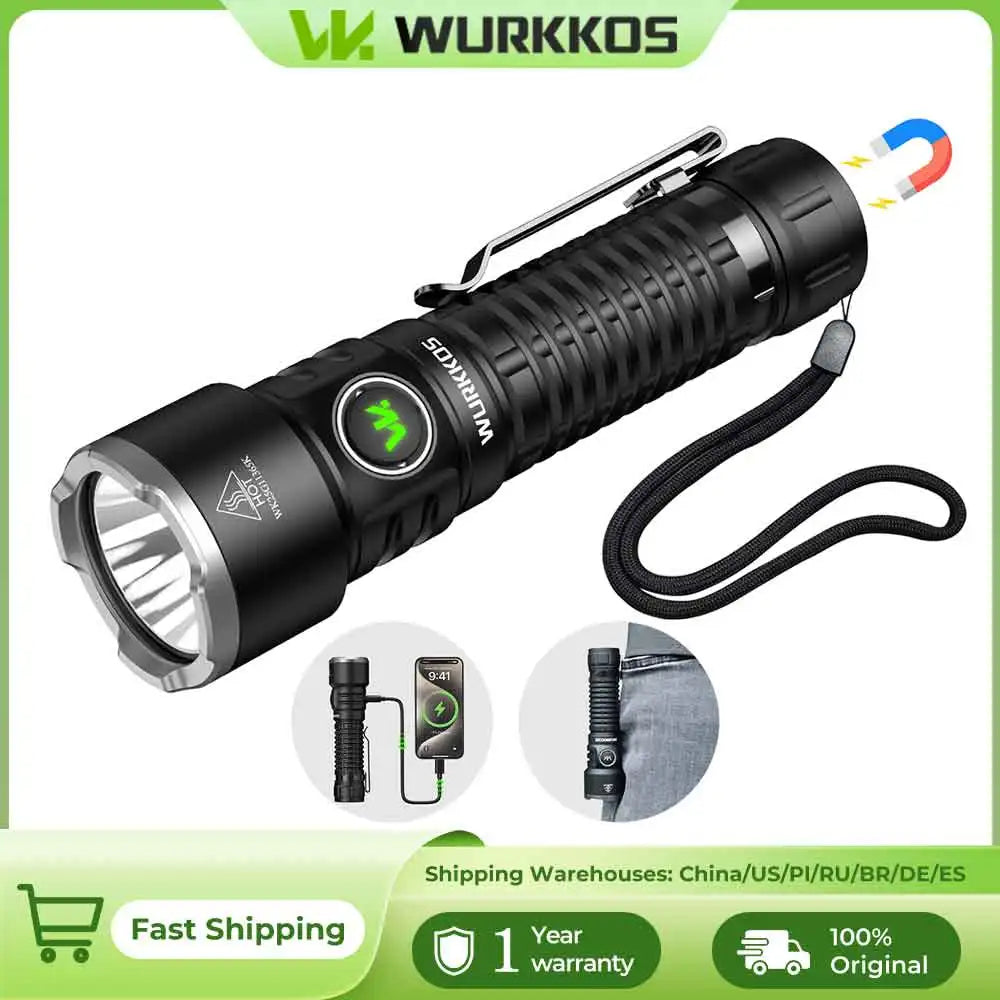 Flashlight 3200 lm Rechargeable 21700 Battery 506m Beam Distance Magnetic Tail Cap Self-Defense Flashlight