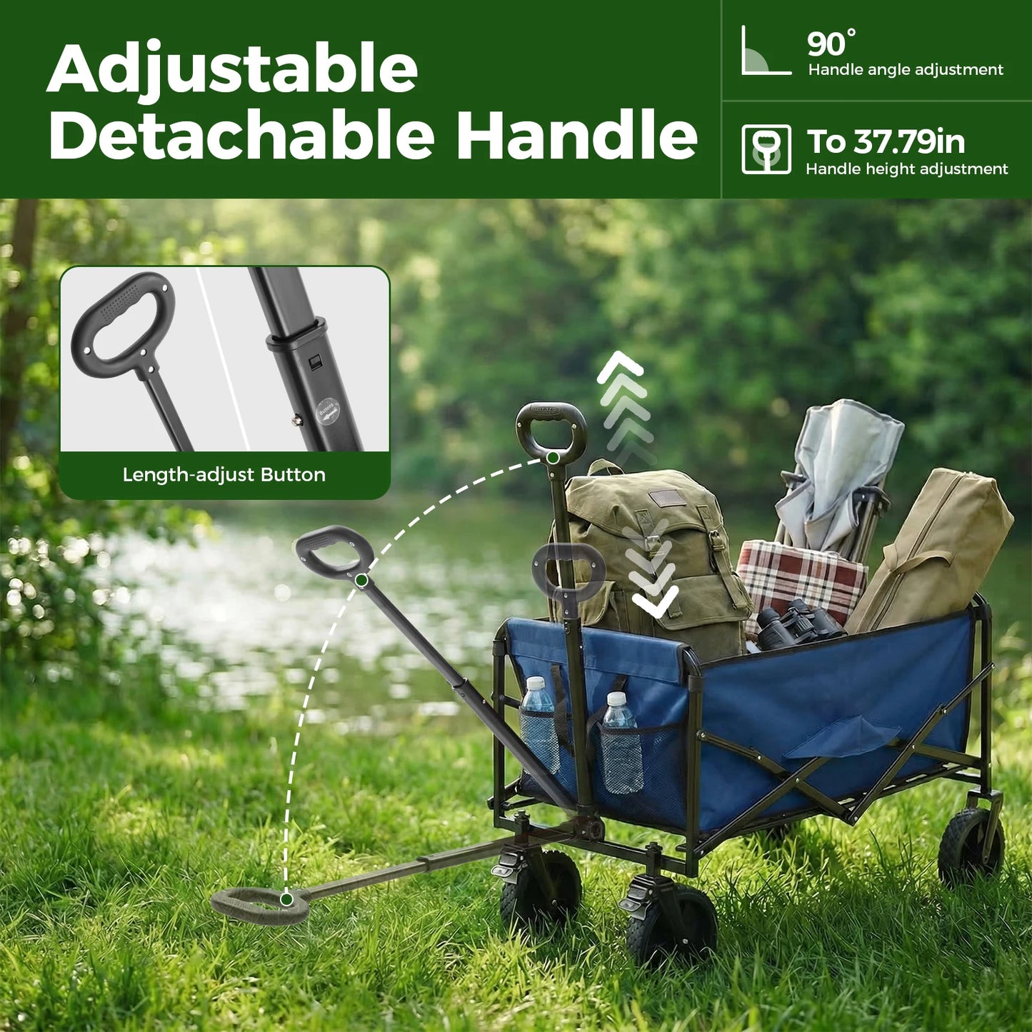 102L Heavy Duty Collapsible Wagon Cart Utility Folding Wagon with Wheels 330 lbs Weight Capacity