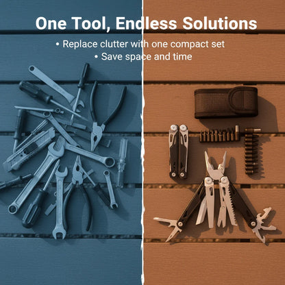 27 in 1 Multitool Pliers - Stainless Steel Survival Tool with Screwdriver/Saw/Spring Scissors