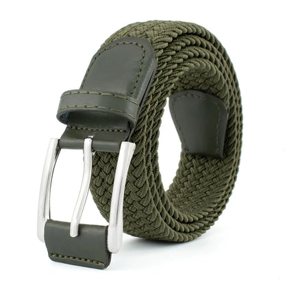 Stretch Woven Breathable Alloy Pin Buckle Belt for Men Women