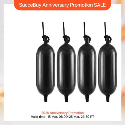 SucceBuy Inflatable Ribbed Fender with Center Holes Marine Boat Dock Fender Bumper with Air Pump 4 Needles 4 Ropes & Storage Bag
