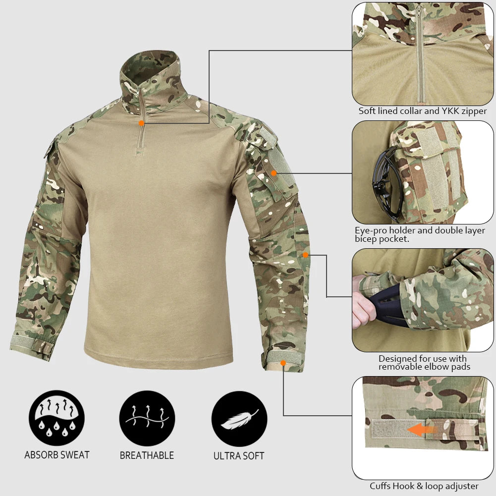 Shirt with Elbow Pads For Hunting  Tops  Tiger Stripes Shirts