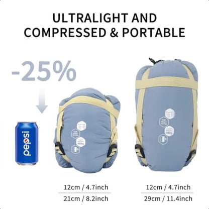 Ultralight Backpacking Sleeping Bag1.5lbs Waterproof 2Way Zipper for Teens Couples