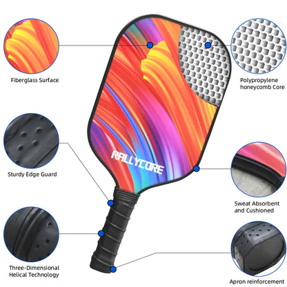 Pickleball Paddles Set of 2 with 4 Balls, Portable Carrying Bag, I Honeycomb Core