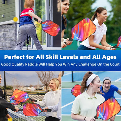 Pickleball Paddles Set of 2 with 4 Balls, Portable Carrying Bag, I Honeycomb Core