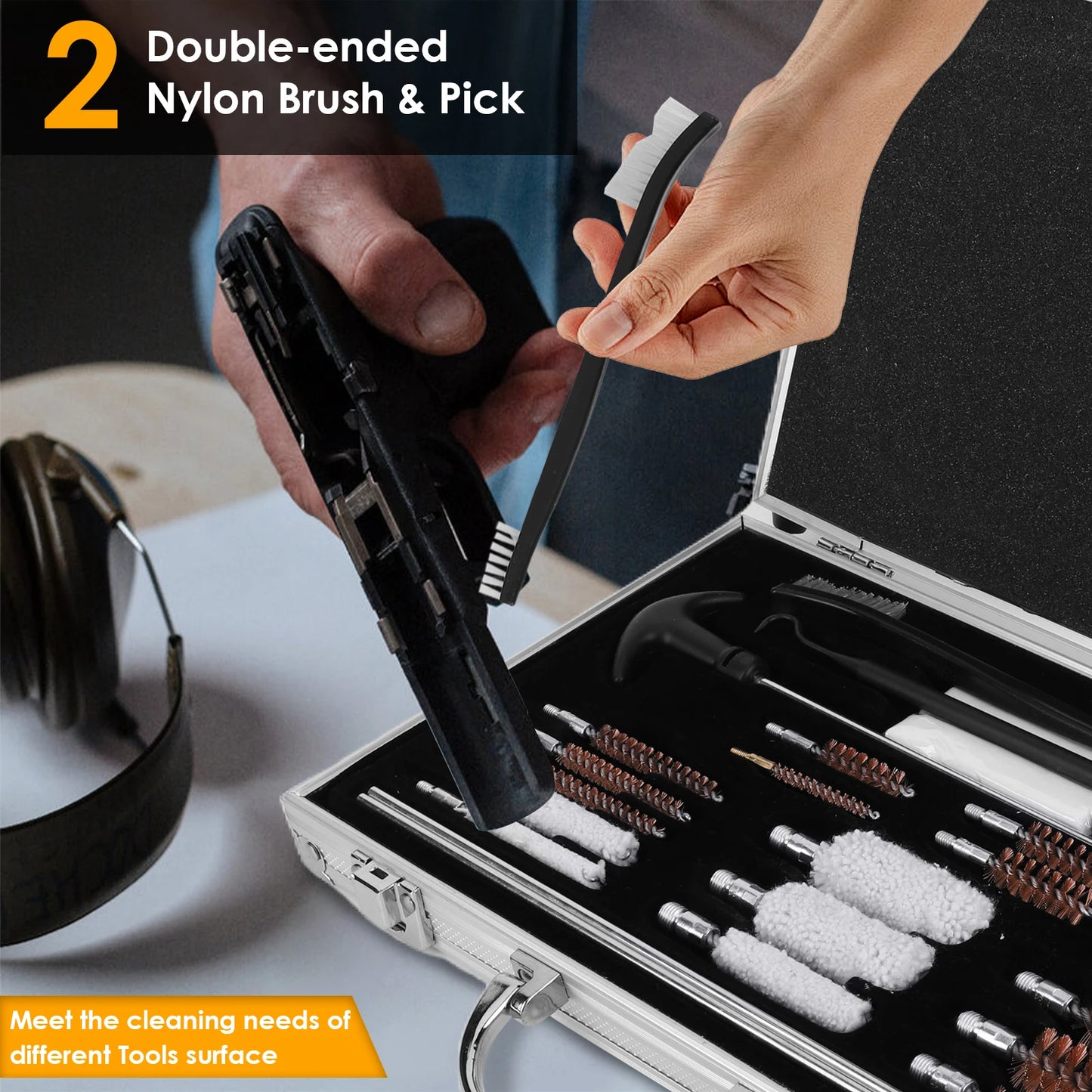 Gun Barrel Brush Box Set Gun Brush Pipe Cleaning Tools Kit Barrel Brush Tool for  Pistol Handgun Shotgun